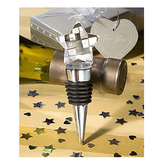 Whacky Wino Star Wine Stopper with a gold star design, keeps wine fresh and allows rating your favorite bottles.