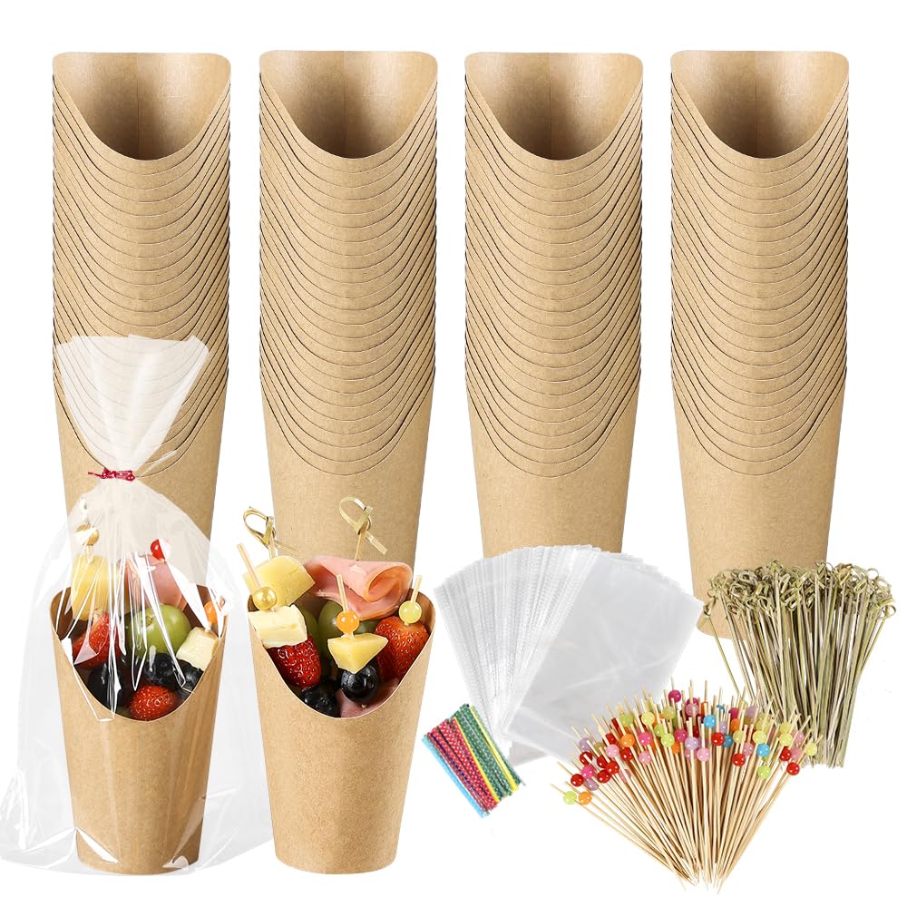 Party charcuterie cups by Whacky Wino with skewers and bags, featuring colorful edible decorations in a 100-pack.