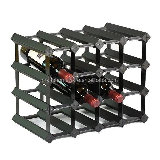 Whacky Wino modular square wine rack made of pine wood and metal frame, showcasing a modern, versatile storage solution for wine bottles.