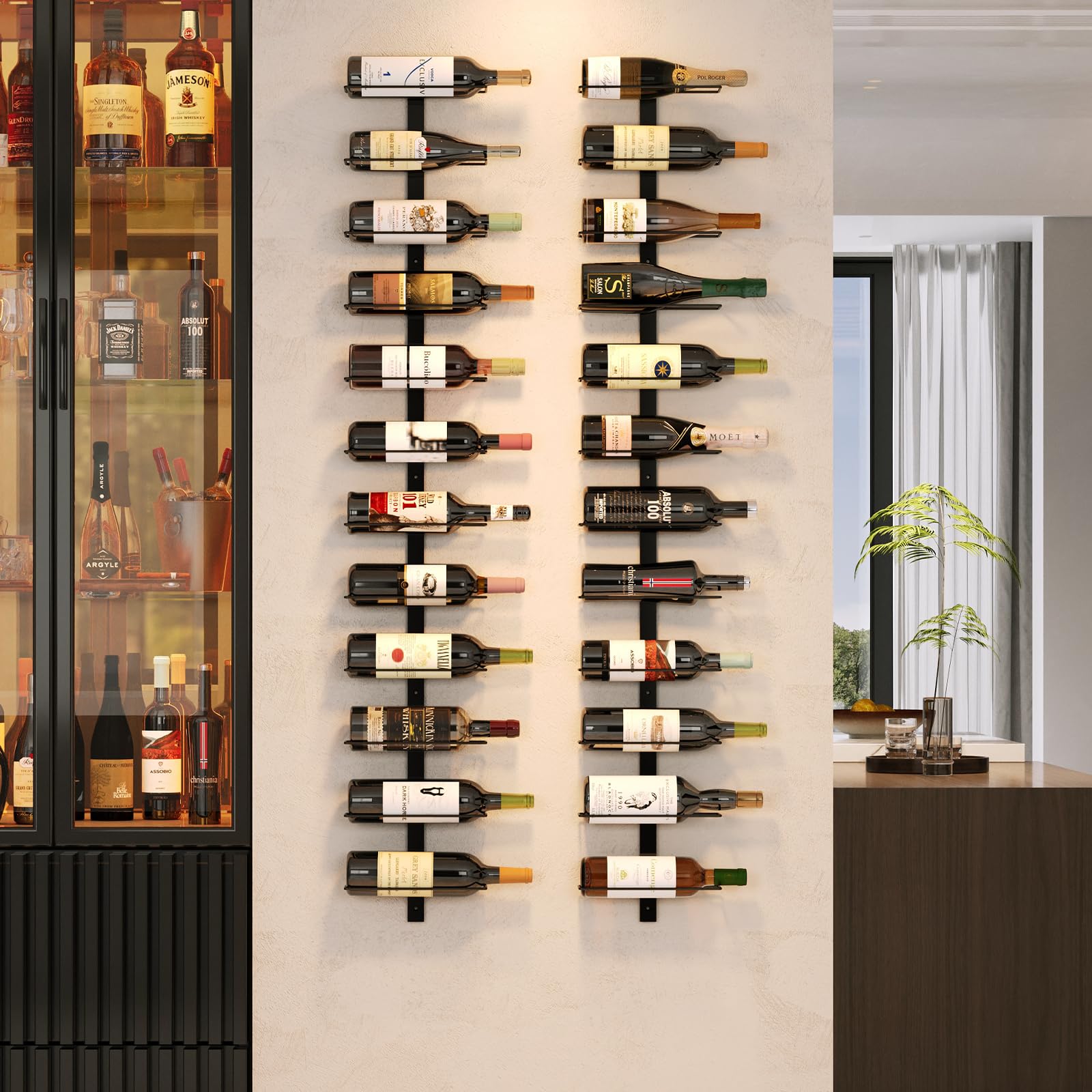 Whacky Wino Wall Rack for 24 bottles, modular wall-mounted wine display with sleek design and secure bottle storage.