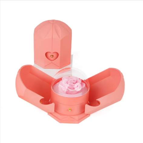 Whacky Wino rose jewelry gift box with elegant pink and gold design, perfect for presenting jewelry gifts.