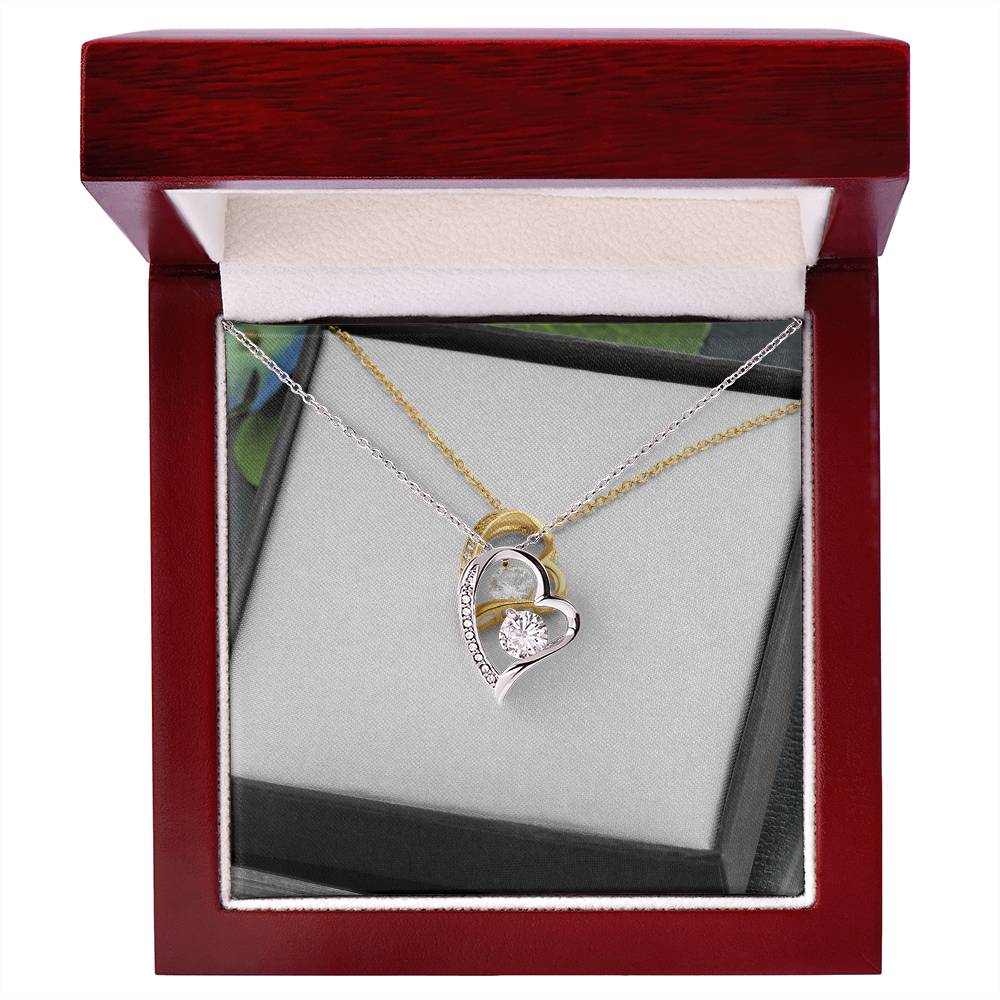 Forever Love Heart Necklace — CZ Crystal Pendant in Gold or White Gold