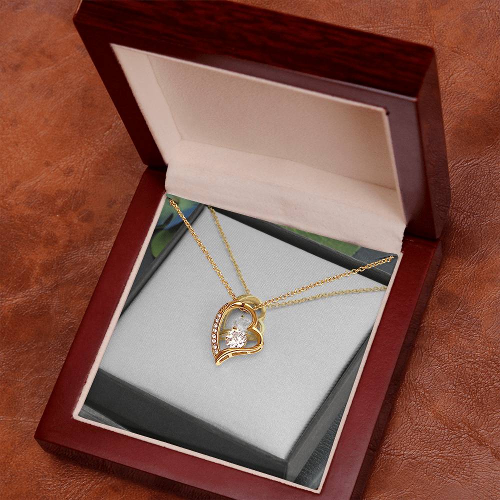 Forever Love Heart Necklace — CZ Crystal Pendant in Gold or White Gold