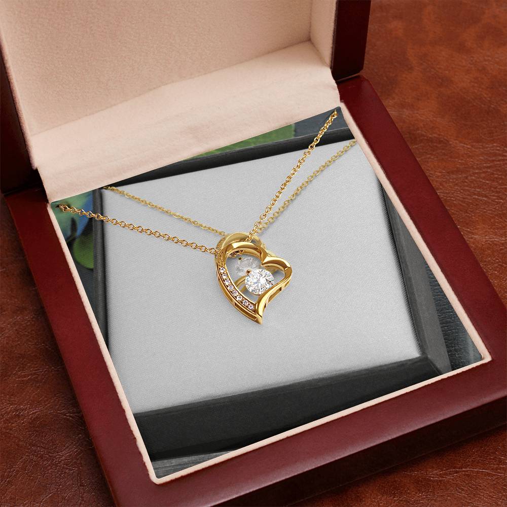 Forever Love Heart Necklace — CZ Crystal Pendant in Gold or White Gold