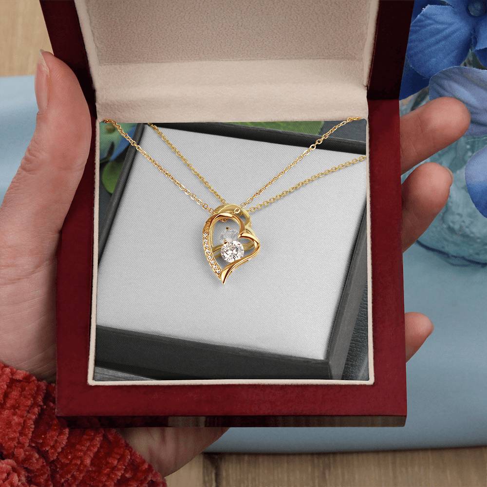 Forever Love Heart Necklace — CZ Crystal Pendant in Gold or White Gold