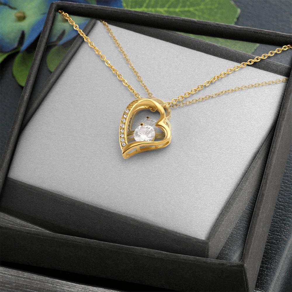Forever Love Heart Necklace — CZ Crystal Pendant in Gold or White Gold