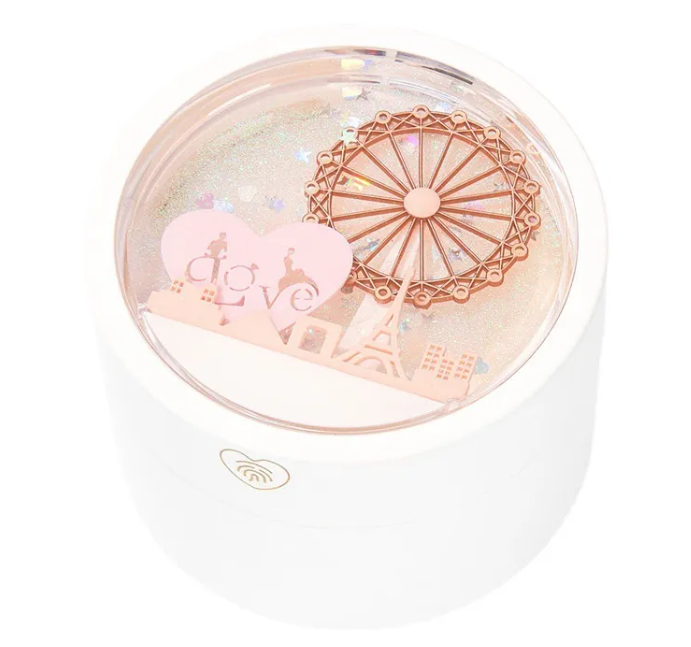Whacky Wino Wheel Jewelry Box with multiple compartments for organizing rings, necklaces, and earrings in a stylish design.