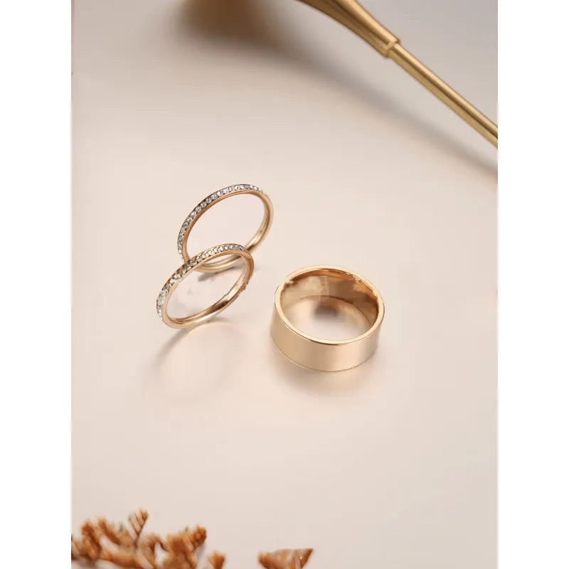 Elegant wide titanium steel ring plated with 18K real gold from Whacky Wino, showcasing a simple and luxurious design.
