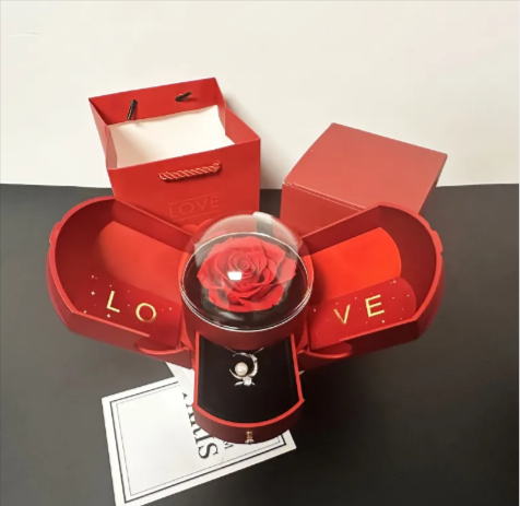 Whacky Wino rose jewelry gift box featuring a elegant floral design and secure lid for jewelry storage and gifting.