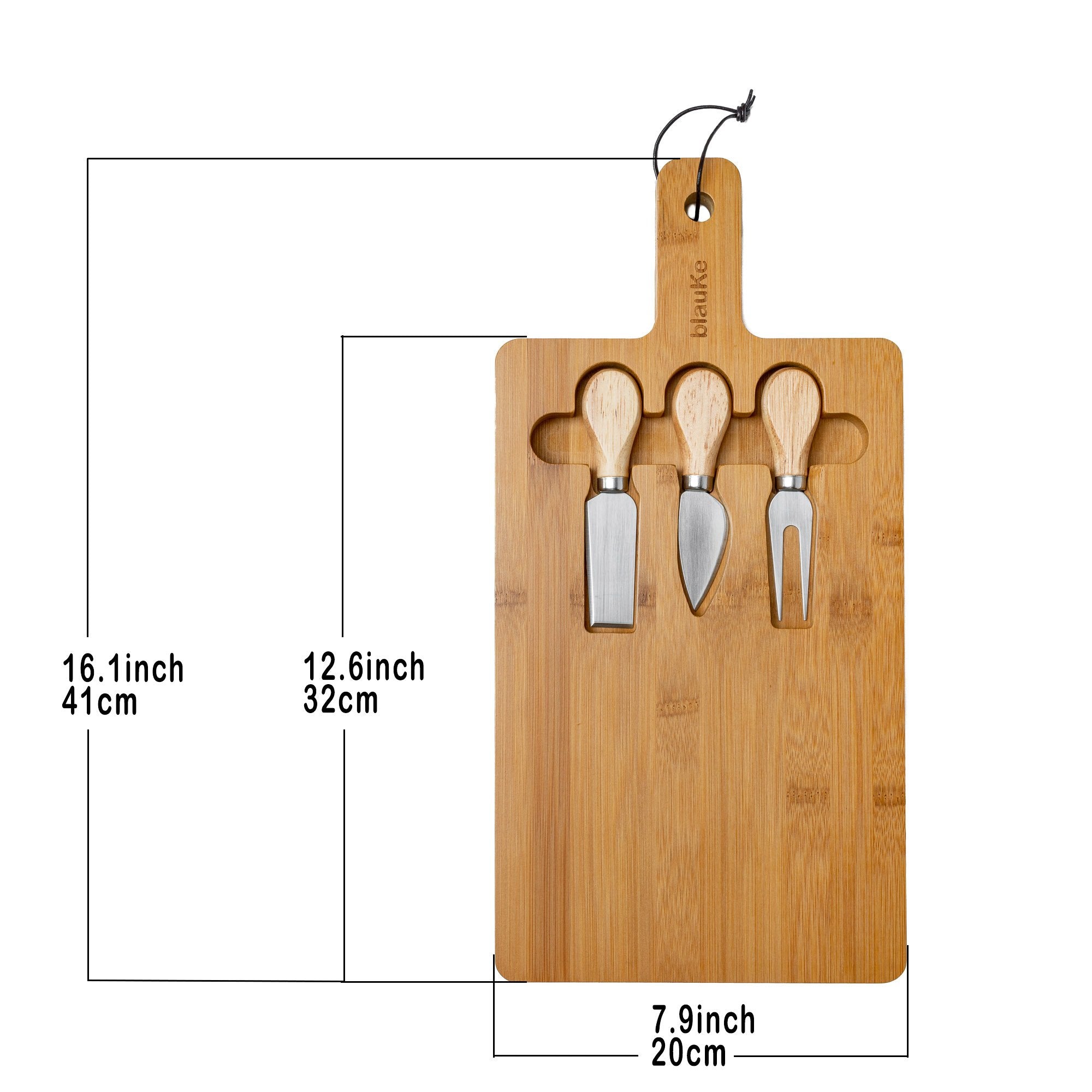 Whacky Wino 12x8 inch bamboo charcuterie board with magnetic cutlery storage, perfect for serving meats and cheeses.