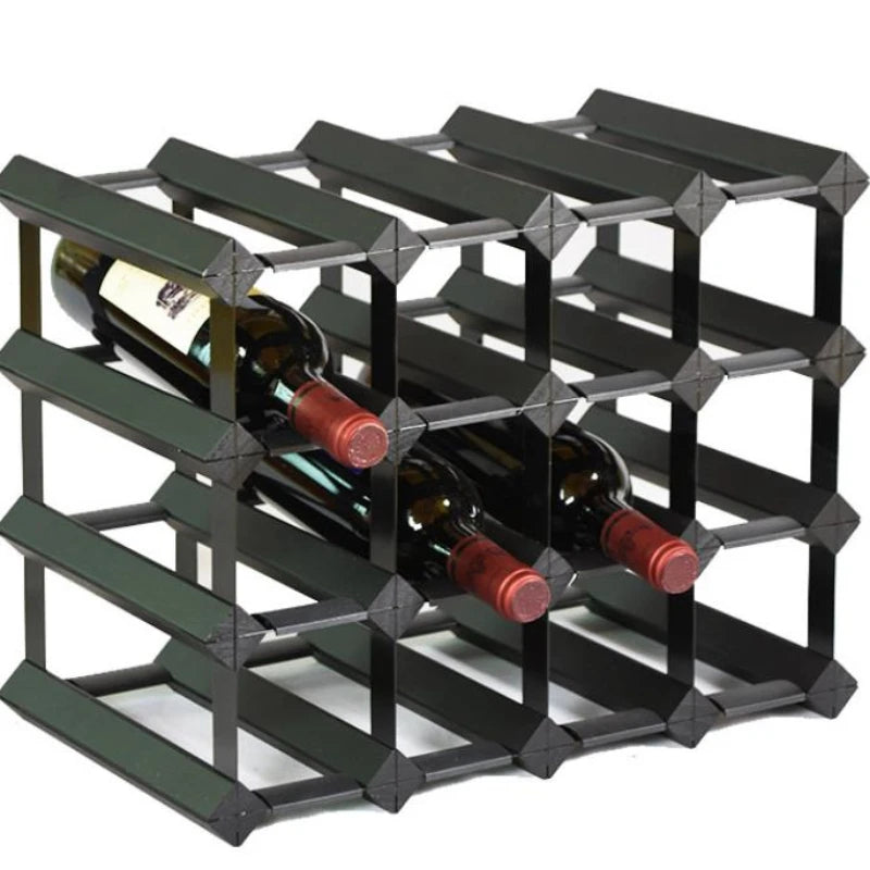 Whacky Wino modular square wine rack with pine wood shelves and metal frame, ideal for storing and displaying wine bottles stylishly.