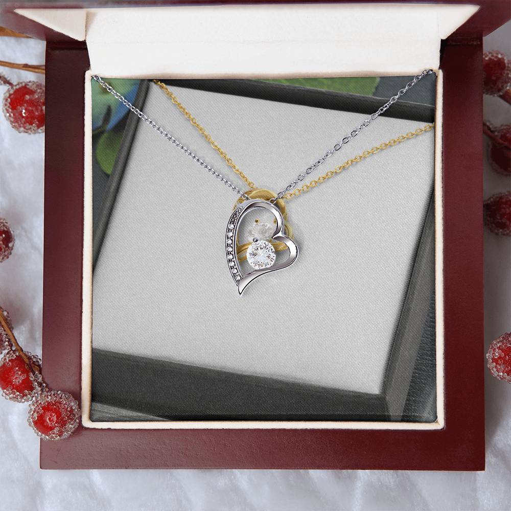 Forever Love Heart Necklace — CZ Crystal Pendant in Gold or White Gold