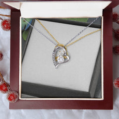 Forever Love Heart Necklace — CZ Crystal Pendant in Gold or White Gold