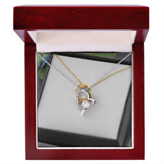 Forever Love Heart Necklace — CZ Crystal Pendant in Gold or White Gold