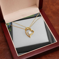 Forever Love Heart Necklace — CZ Crystal Pendant in Gold or White Gold