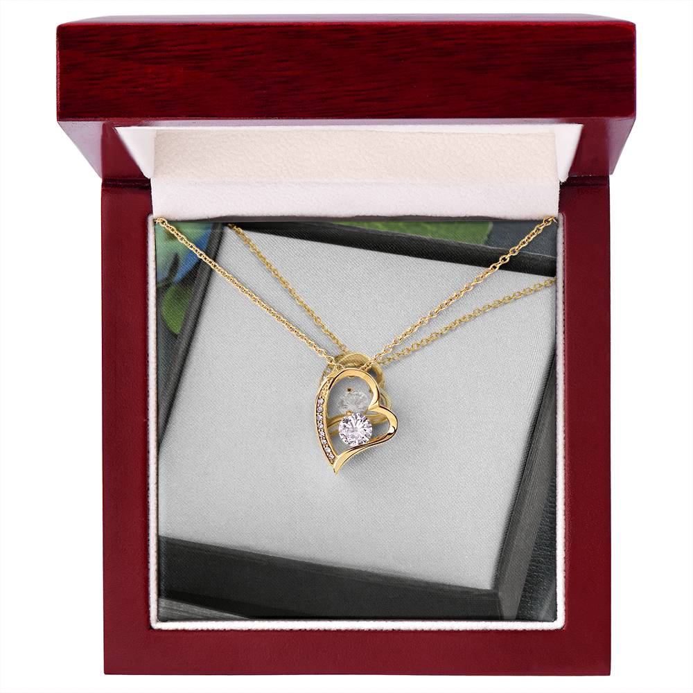Forever Love Heart Necklace — CZ Crystal Pendant in Gold or White Gold