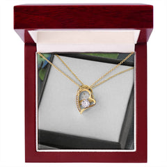 Forever Love Heart Necklace — CZ Crystal Pendant in Gold or White Gold