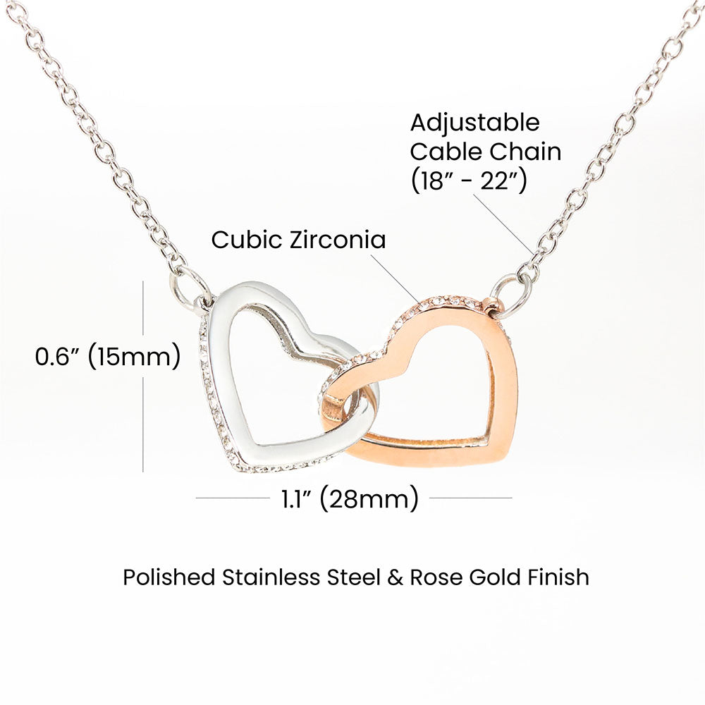Interlocking Hearts Necklace — CZ Crystal Double Heart Pendant
