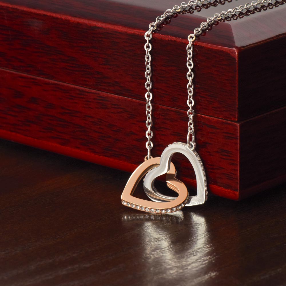 Interlocking Hearts Necklace — CZ Crystal Double Heart Pendant