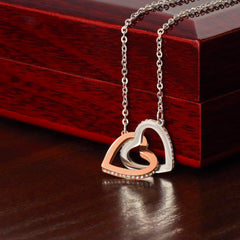 Interlocking Hearts Necklace — CZ Crystal Double Heart Pendant