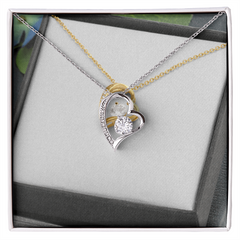 Forever Love Heart Necklace — CZ Crystal Pendant in Gold or White Gold