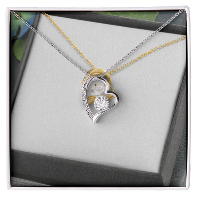 Forever Love Heart Necklace — CZ Crystal Pendant in Gold or White Gold