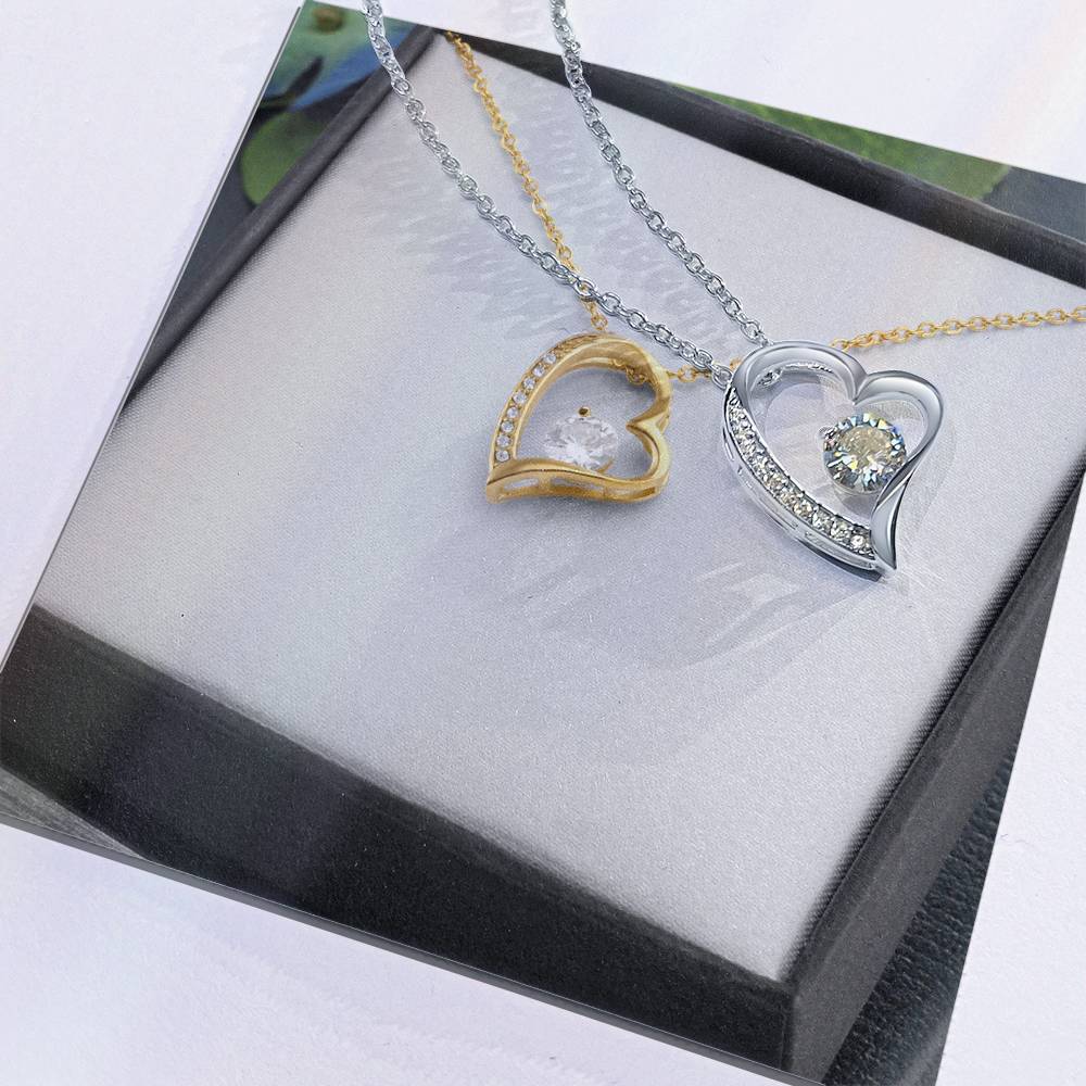 Forever Love Heart Necklace — CZ Crystal Pendant in Gold or White Gold
