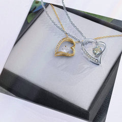 Forever Love Heart Necklace — CZ Crystal Pendant in Gold or White Gold
