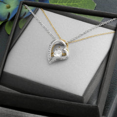 Forever Love Heart Necklace — CZ Crystal Pendant in Gold or White Gold