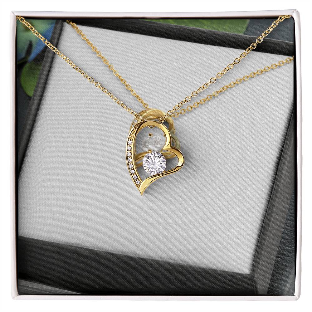 Forever Love Heart Necklace — CZ Crystal Pendant in Gold or White Gold
