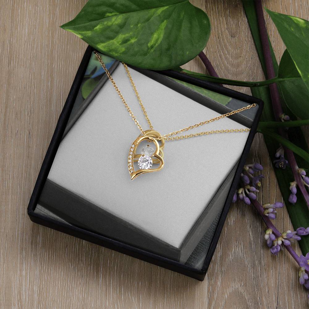 Forever Love Heart Necklace — CZ Crystal Pendant in Gold or White Gold