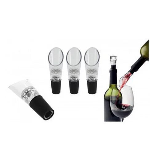 Whacky Wino wine aerator pourer set with four pourers for instant aeration and improved wine flavor during pouring.