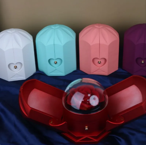Rose jewelry gift box by Whacky Wino, elegant packaging with a decorative rose design, perfect for gifting jewelry.